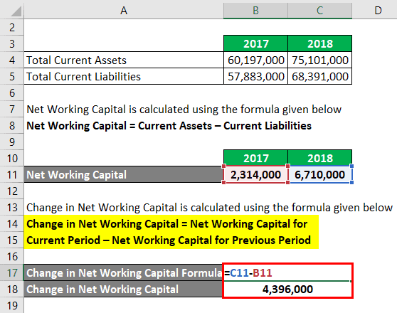 non-cash working capital formula