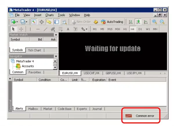 common error in metatrader platform