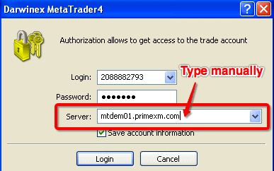 type server IP in metatrader