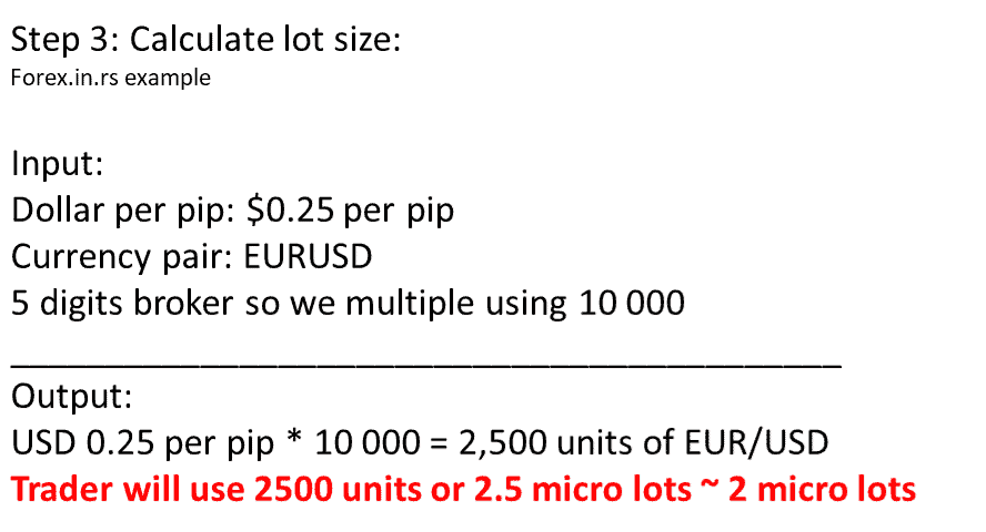 forex lot size based on dollar per pip