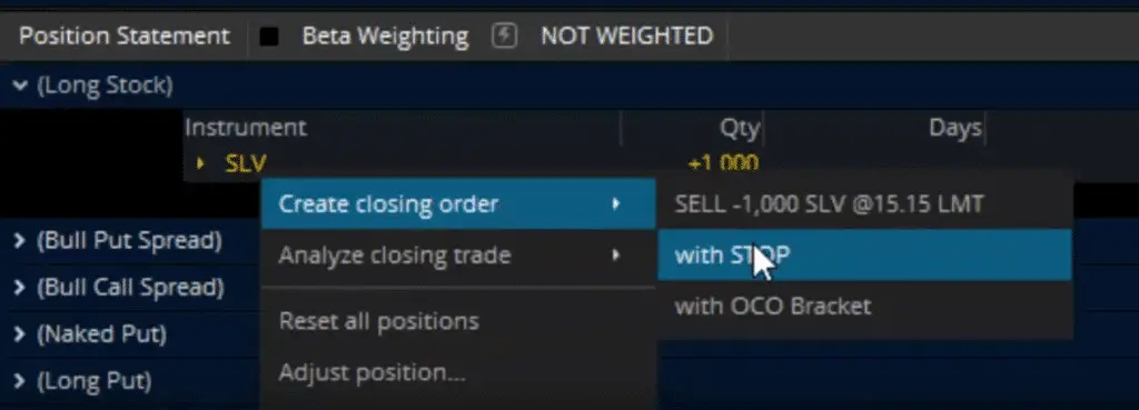 how to set a stop loss on thinkorswim