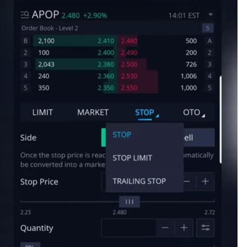 trailing stop order webull