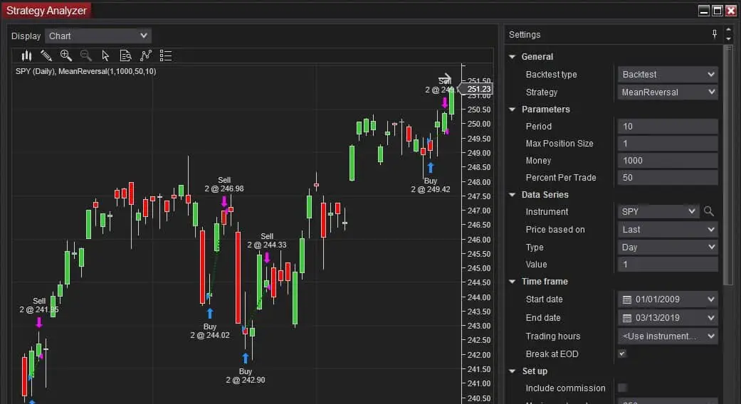 njinja trader backtesting software screenshot