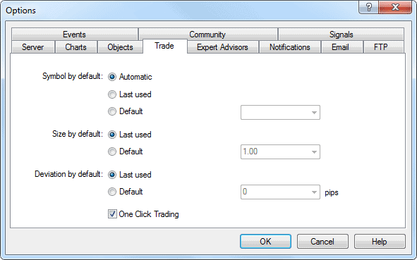 enable one click trading in MT4