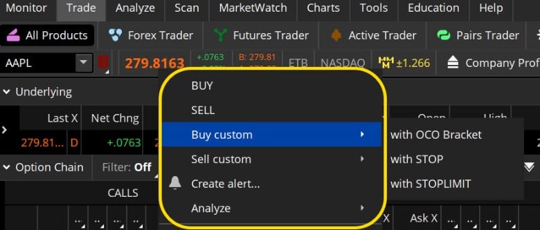 how to set stop loss in thinkorswim