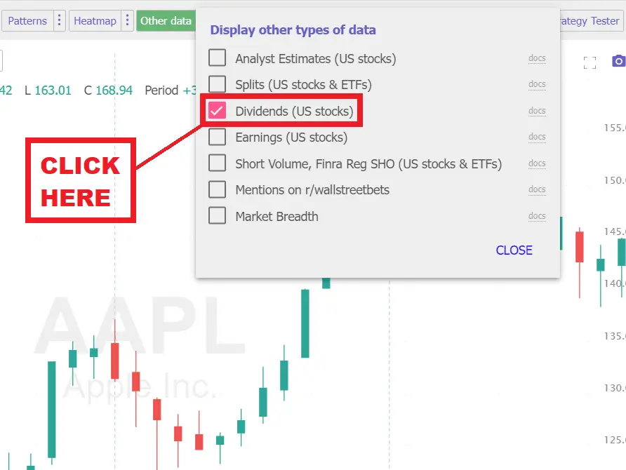 how to find dividents in rendspider market scan tool