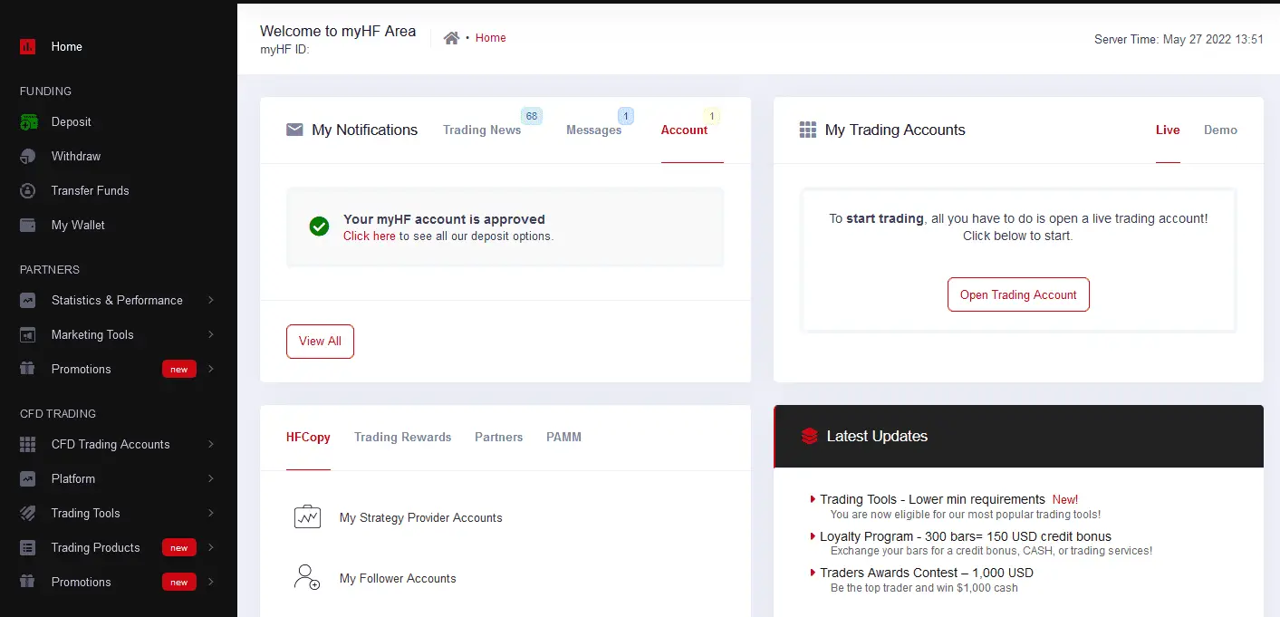 HFM broker's dashboard