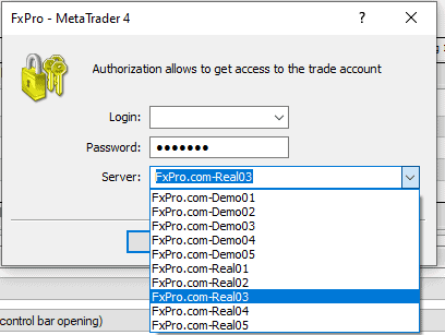 MetaTrader server login details