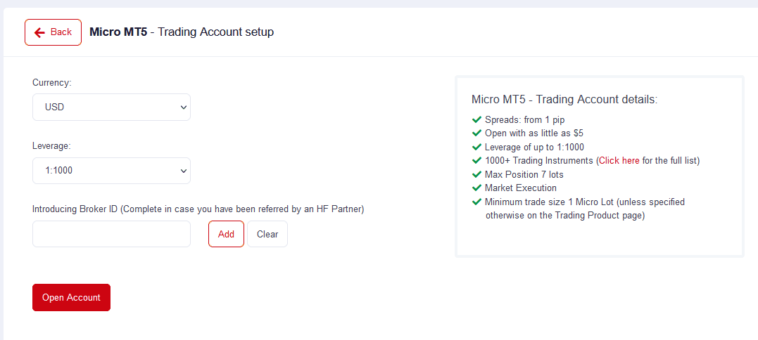 add money to live MT5 account