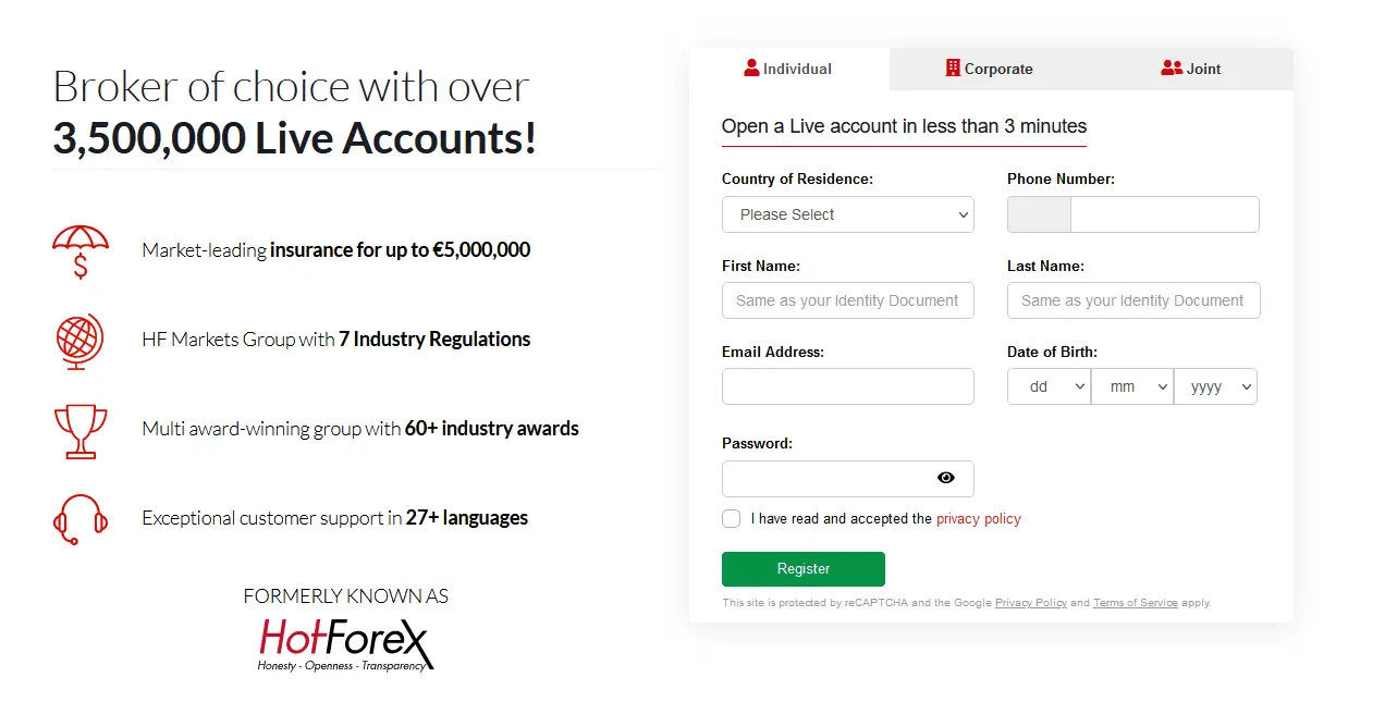 register HFM account