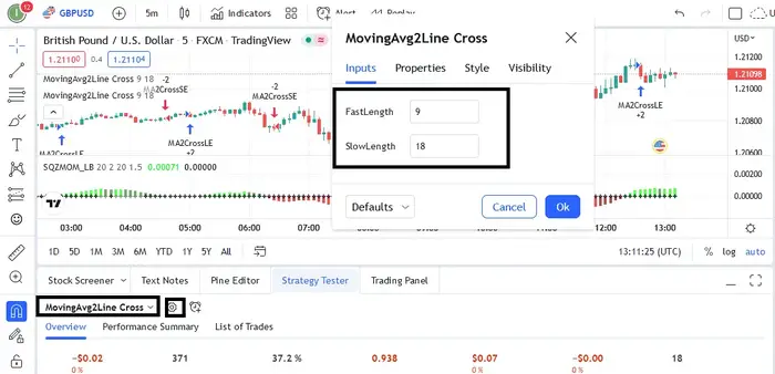run moving average crossover strategy
