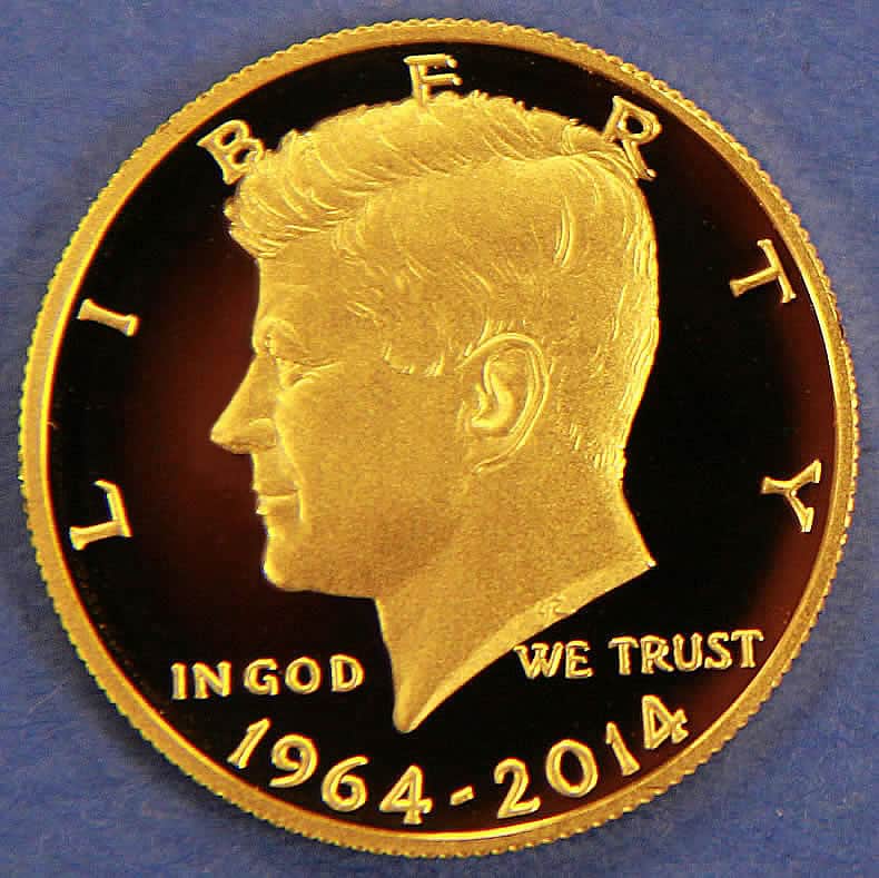 2014-50th-Anniversary-Kennedy-Half-Dollar-Gold-Proof-Coin-Obverse