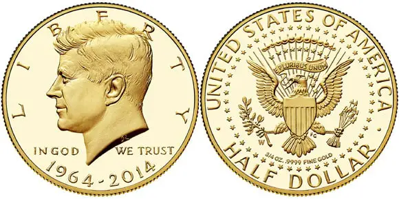 24kt Gold Kennedy Half Dollar 