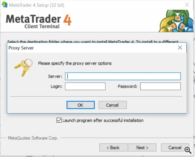 Proxy Server Problem During Installing MT5 or MT4