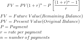 Remaining Balance formula