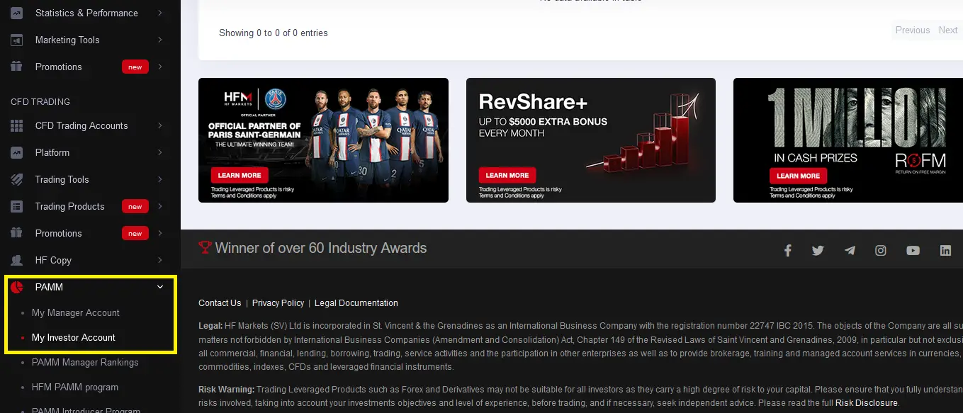 How to open PAMM account in HF Markets website