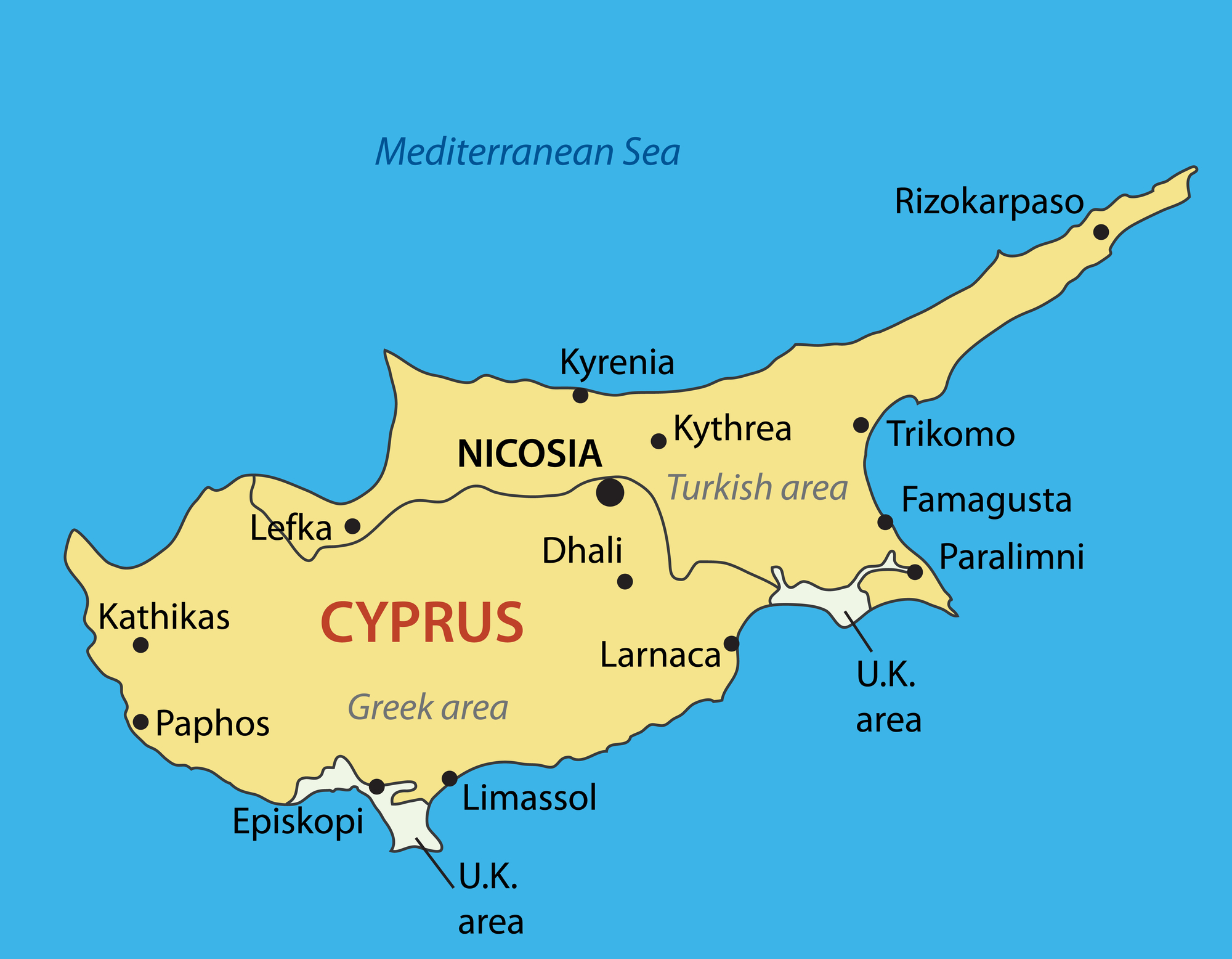 Republic of Cyprus - country on map as HF Markets country