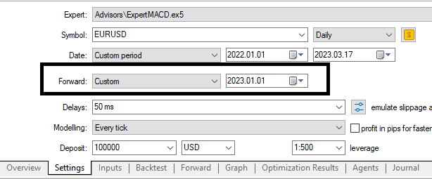 forward testing in metatrader 5