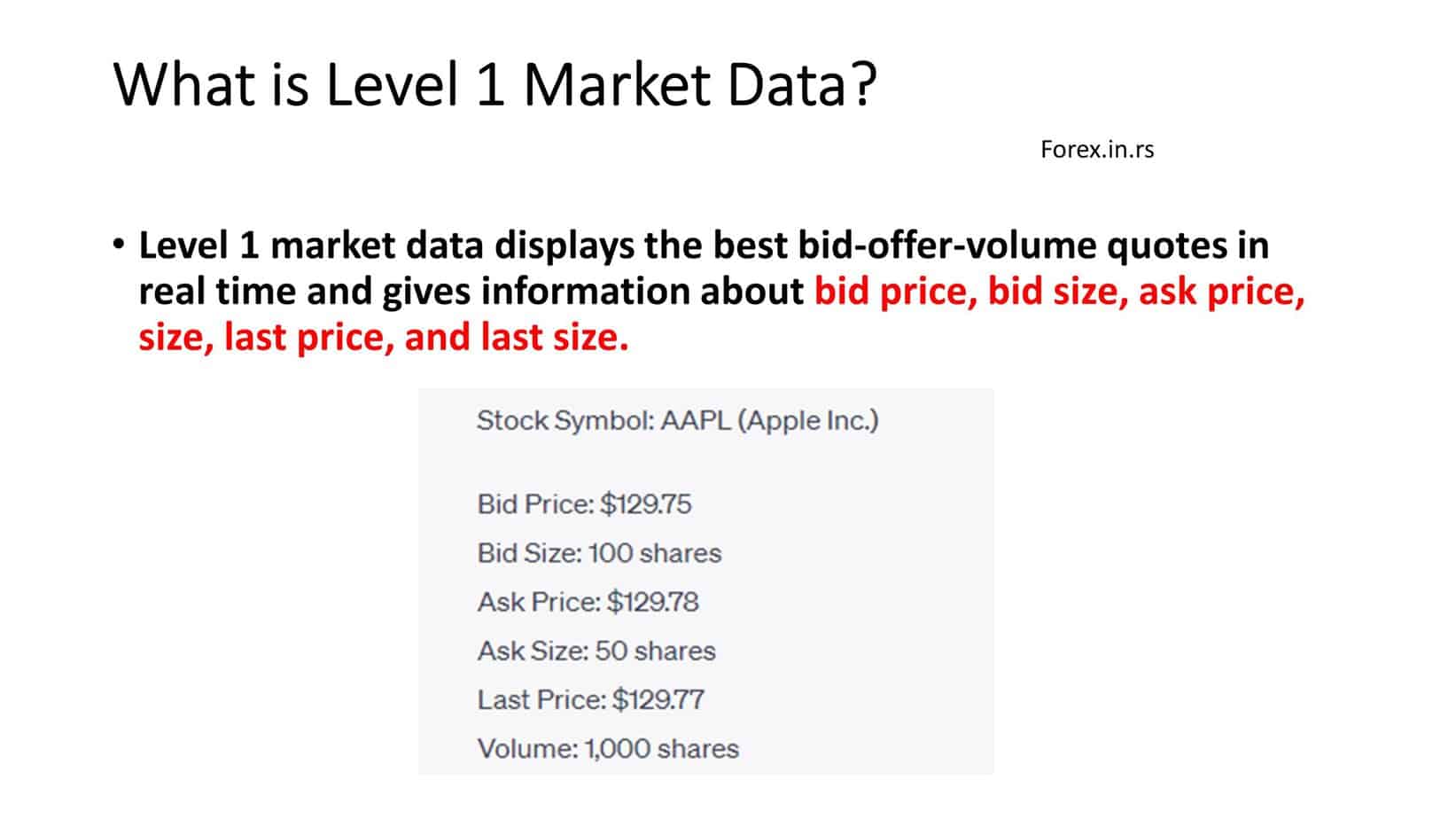 market data level 1