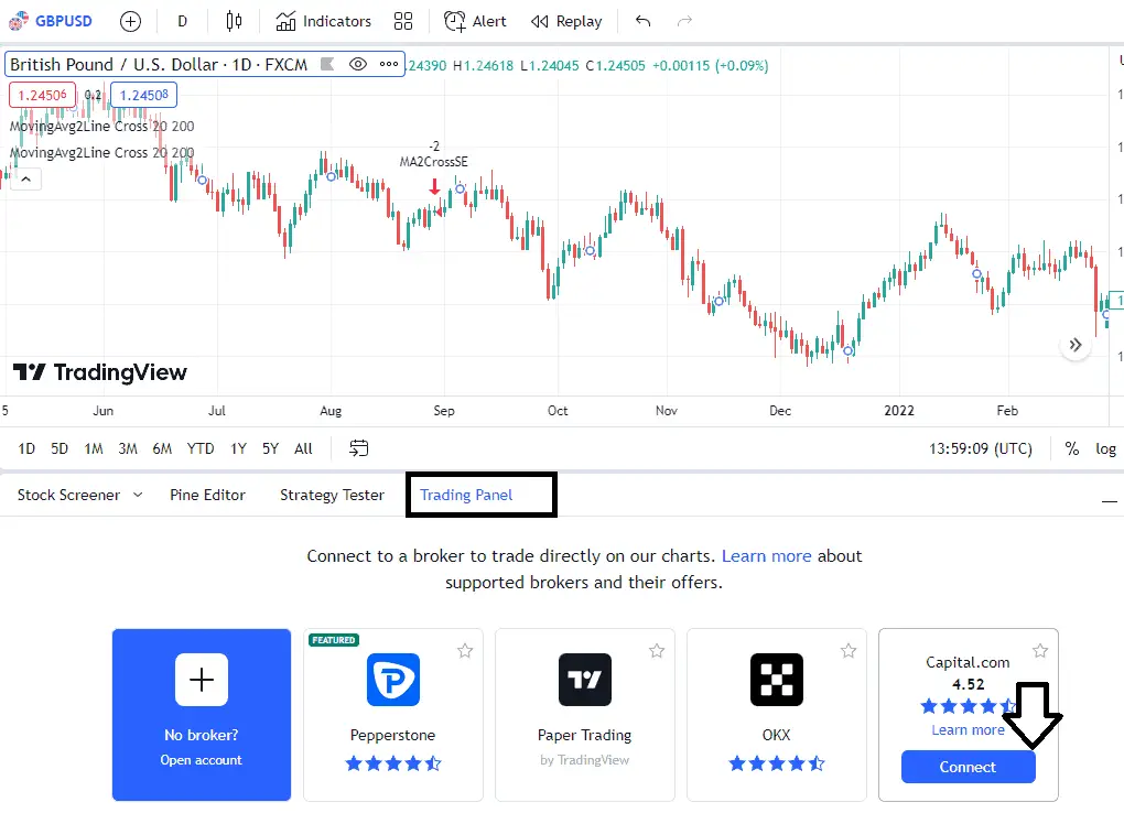 connect capitalcom brokerage account with TradingView