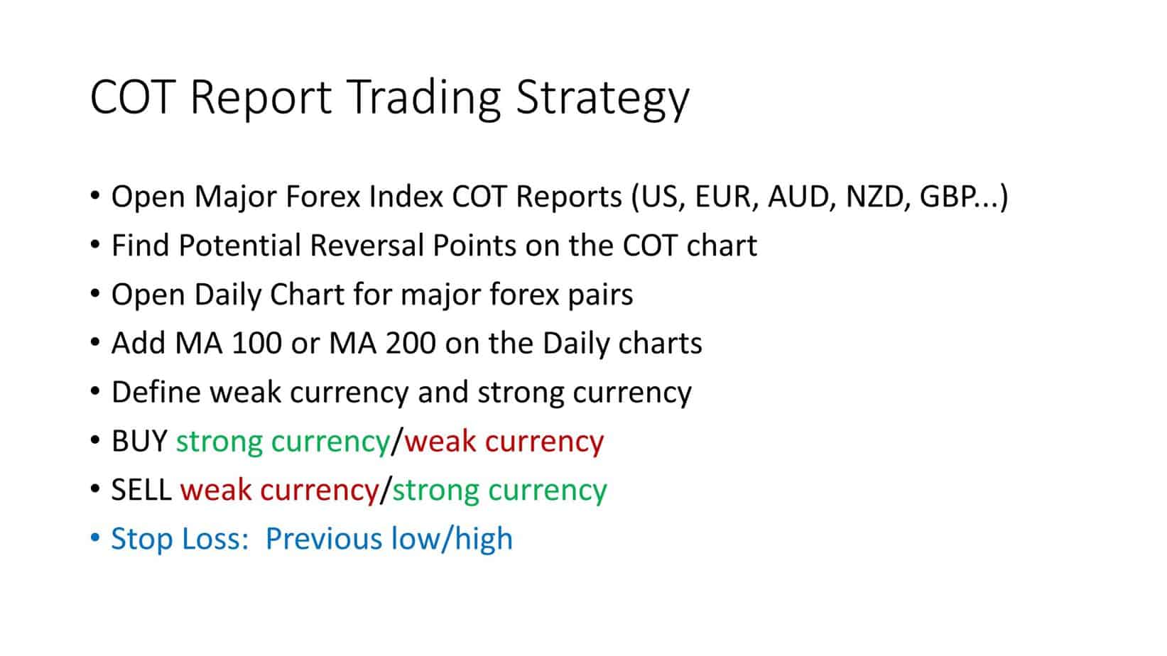 cot report strategy steps