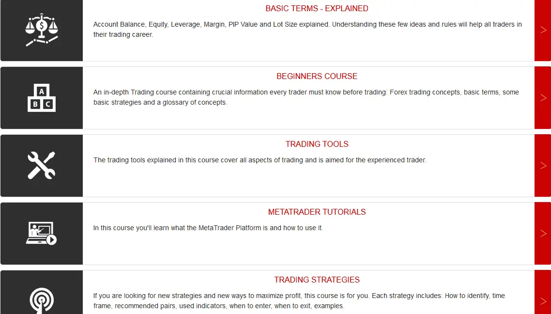 hf markets courses screenshot