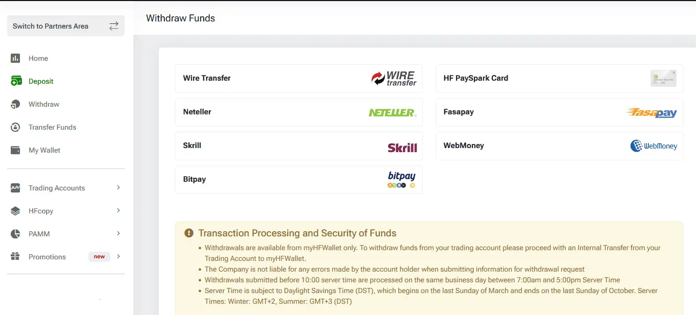 hfm withdrawal dashboard