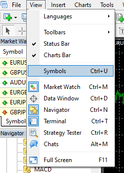 how to add symbols in mt4