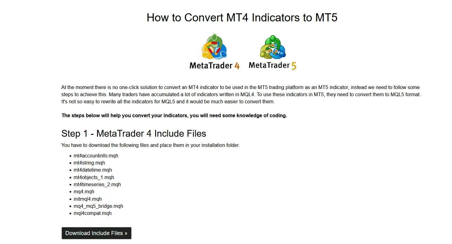 website screenshot convert mt4 to mt5