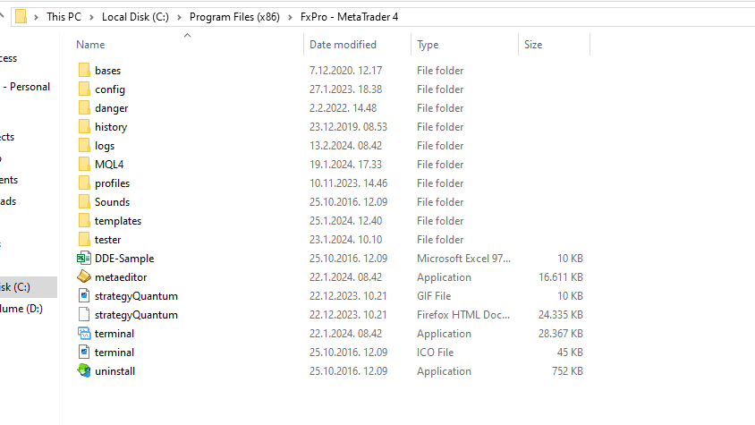 program files folder and mt4